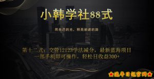 小韩学社88式第十二式：交管12123学法减分，最新蓝海项目，一部手机即可操作，轻松日收益300+-流年日记