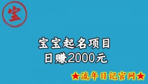 宝哥拆解宝宝起名项目，日赚2000+-流年日记