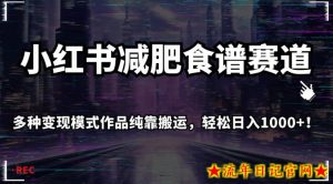 小红书减肥食谱赛道，多种变现模式作品纯靠搬运，轻松日入1000+！【揭秘】-流年日记