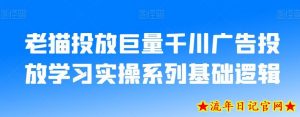 老猫投放巨量千川广告投放学习实操系列基础逻辑-流年日记