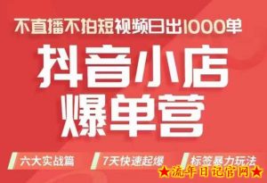 抖店商品卡运营班（8月份），从0-1学习抖音小店全部操作方法，不直播不拍短视频日出1000单-流年日记