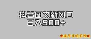 抖音图文最新风口,流量扶持非常高,日入500+【揭秘】-流年日记