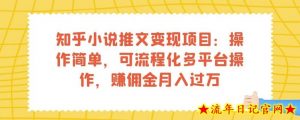 知乎小说推文变现项目：操作简单，可流程化多平台操作，赚佣金月入过万-流年日记