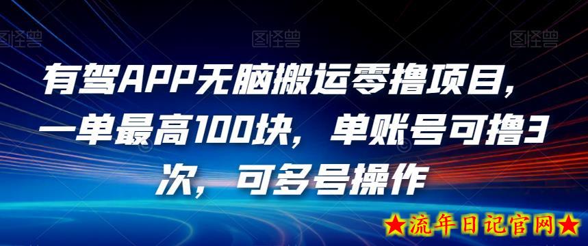 有驾APP无脑搬运零撸项目，一单最高100块，单账号可撸3次，可多号操作【揭秘】-流年日记