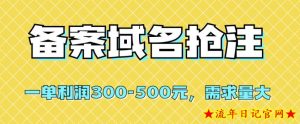 【全网首发】备案域名抢注，一单利润300-500元，需求量大-流年日记