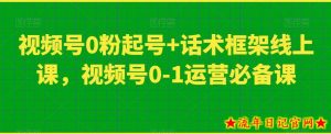视频号0粉起号+话术框架线上课，视频号0-1运营必备课-流年日记