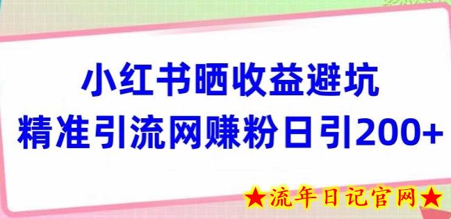 小红书晒收益避坑精准引流网赚粉日引200+-流年日记