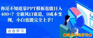 你还不知道靠PPT模板也能日入400+?全新风口赛道,0成本变现,小白也能完全上手!-流年日记