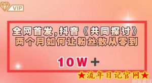 全网首发，抖音《共同探讨》两个月如何让粉丝数从零到10w【揭秘】-流年日记