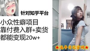 一个月入袋3w,知乎小众性癖项目,Lsp的钱才是最好赚的【揭秘】-流年日记