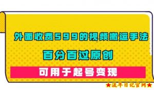 外面收费599的视频搬运手法,百分百过原创,可用起号变现【揭秘】-流年日记