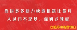 靠拼多多助力快速粗暴让你月入过万不是梦，保姆式教程【揭秘】-流年日记