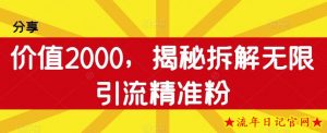 价值2000,揭秘拆解无限引流精准粉-流年日记