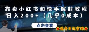 靠卖小红书和快手解封教程日入200+(几乎0成本)-流年日记