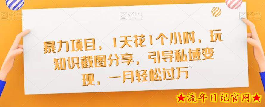 暴力项目，1天花1个小时，玩知识截图分享，引导私域变现，一月轻松过万【截图】-流年日记