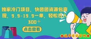独家冷门项目,快团团资源包变现,9.9-19.9一单,轻松日入300+【揭秘】-流年日记