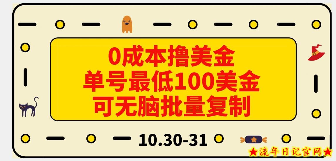 0成本撸美金，单号最低100美金，可无脑批量复制-流年日记