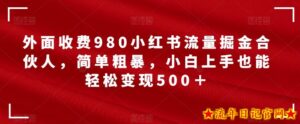 外面收费980小红书流量掘金合伙人,简单粗暴,小白上手也能轻松变现500+【揭秘】-流年日记