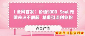 【全网首发】价值5000 Soul无限关注不屏蔽精准引流创业粉-流年日记