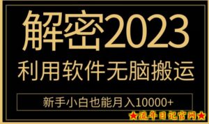 解密2023利用软件无脑搬运,新手小白也能月入10000+-流年日记