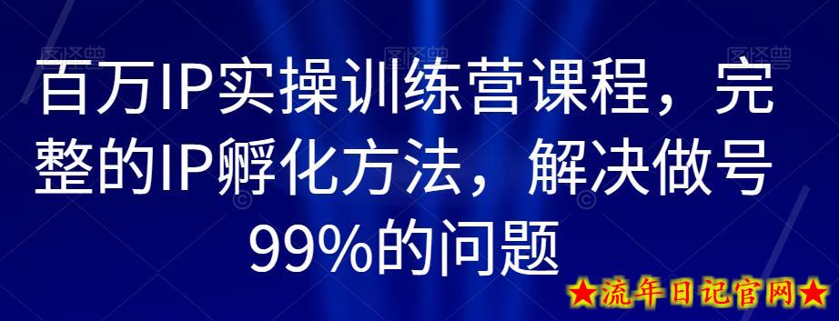 百万IP实操训练营课程，完整的IP孵化方法，解决做号99%的问题-流年日记