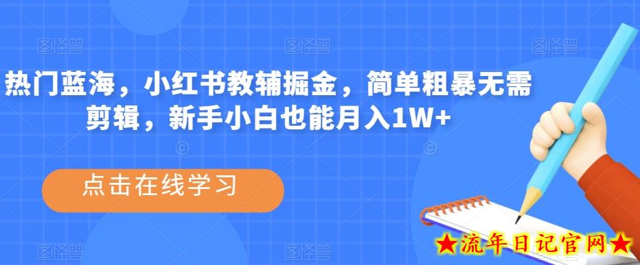 热门蓝海，小红书教辅掘金，简单粗暴无需剪辑，新手小白也能月入1W+【揭秘】-流年日记