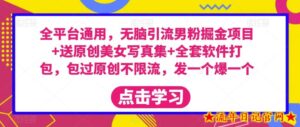 全平台通用,无脑引流男粉掘金项目+送原创美女写真集+全套软件打包,包过原创不限流,发一个爆一个【揭秘】-流年日记