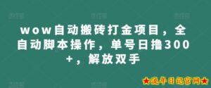 wow自动搬砖打金项目,全自动脚本操作,单号日撸300+,解放双手【揭秘】-流年日记