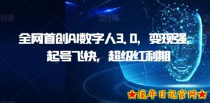 全网首创AI数字人3.0,变现强,起号飞快,超级红利期【揭秘】-流年日记