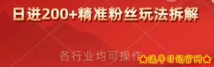 日进200+精准粉丝详细拆解教程,各行业通用小白即可上手-流年日记