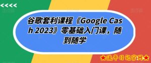 谷歌套利课程《Google Cash 2023》零基础入门课，随到随学-流年日记