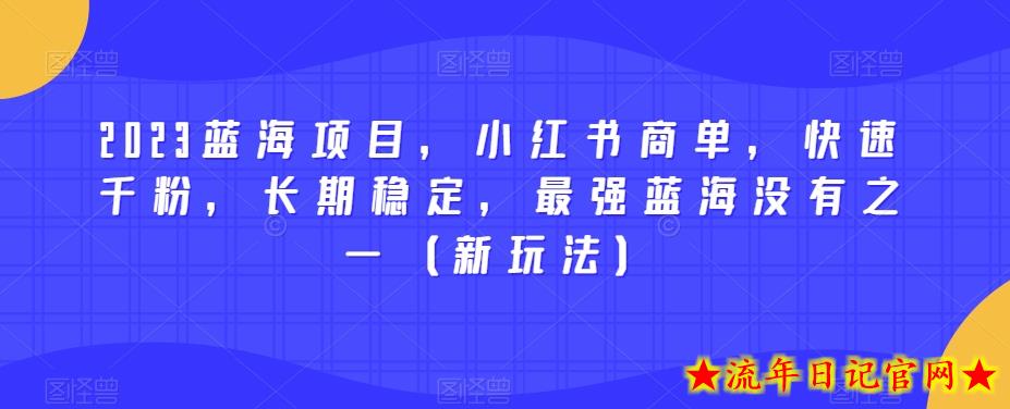 2023蓝海项目，小红书商单，快速千粉，长期稳定，最强蓝海没有之一（新玩法）-流年日记