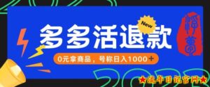 【高端精品】外面收费2980的拼夕夕撸货教程,0元拿商品,号称日入1000+【仅揭秘】-流年日记