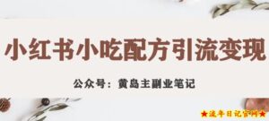 黄岛主·小红书小吃配方引流变现项目,花988买来拆解成视频版课程分享-流年日记