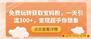 免费玩转获取宝妈粉，一天引流300+，变现超乎你想象-流年日记