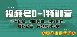 视频号0-1特训营:平台机制、拍摄剪辑、内容创作、爆款公式,实战案例分享-流年日记