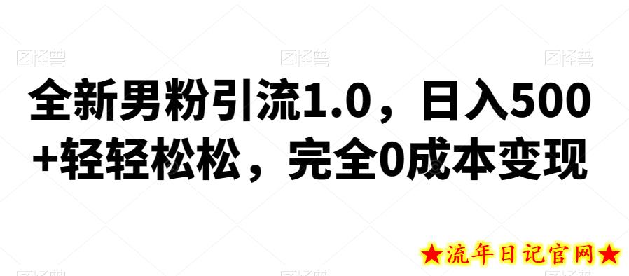 全新男粉引流1.0，日入500+轻轻松松，完全0成本变现，附带神秘资料-流年日记