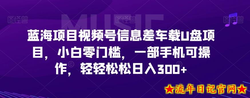 蓝海项目视频号信息差车载U盘项目，小白零门槛，一部手机可操作，轻轻松松日入300+-流年日记