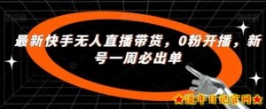 最新快手无人直播带货,0粉开播,新号一周必出单-流年日记
