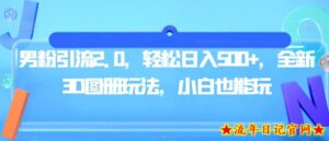 男粉引流2.0,轻松日入500+,全新3D图册玩法,小白也能玩【揭秘】-流年日记