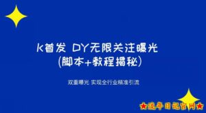 K首发DY无限关注曝光双重曝光实现全行业精准引流(脚本+教程揭秘)-流年日记