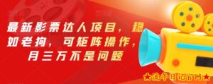 最新影票达人项目,稳如老狗,可矩阵操作,月三万不是问题【揭秘】-流年日记