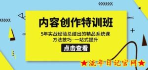 内容创作·特训班:5年实战经验总结出的精品系统课方法技巧·一站式提升-流年日记
