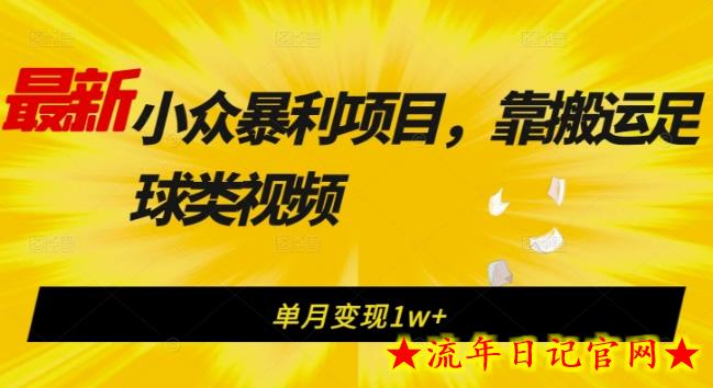 最新小众暴利项目，靠搬运足球类视频，单月变现1w+-流年日记