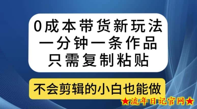 0成本带货新玩法，一分钟一条作品，只需复制粘贴就可以做-流年日记