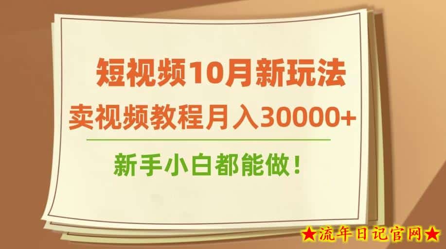 短视频10月新玩法，卖视频教程月入30000+，新手小白都能做-流年日记