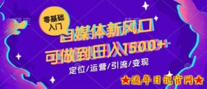 0基础学习自媒体新风口，可做到日入1500+-流年日记