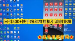 【日引500+】快手粉丝群挂机引流创业粉教程拆解-流年日记