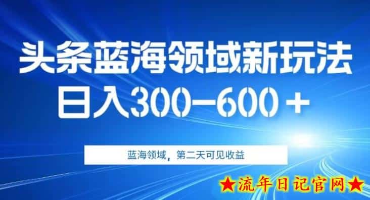 AI头条野路子蓝海领域新玩法2.0，日入300-600＋，附保姆级教程【揭秘】-流年日记