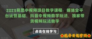 2023易思中视频项目教学课程:媒体全平台运营基础、抖音中视频教学玩法、独家带货视频玩法教学-流年日记